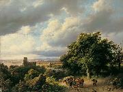 Barend Cornelis Koekkoek Flublandschaft mit Ruine und Pferdewagen Germany oil painting artist